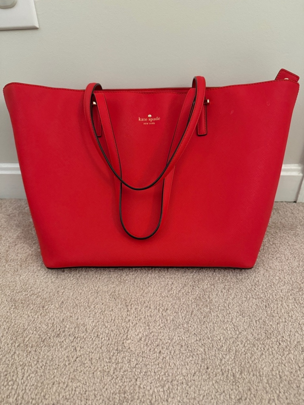 kate spade Red Leather Tote with Double Straps